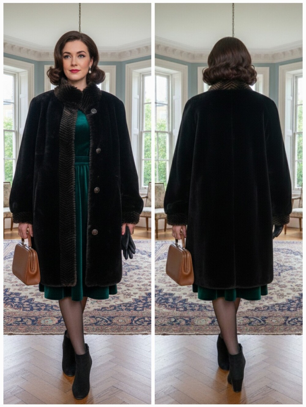 Novelti For Laura Petites 5/6 Old Money Mobwife Classic Vintage Faux Fur Coat